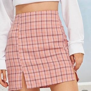 A pink plaid mini skirt